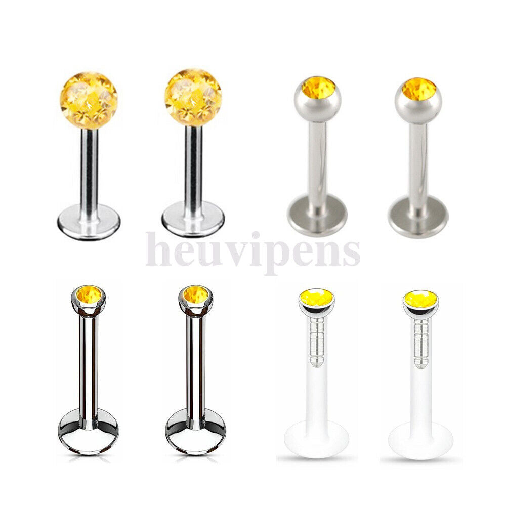 8X Lip Monroe Labret Tragus Bar Ring Ear Helix Studs Body Piercing Jewellery Kit