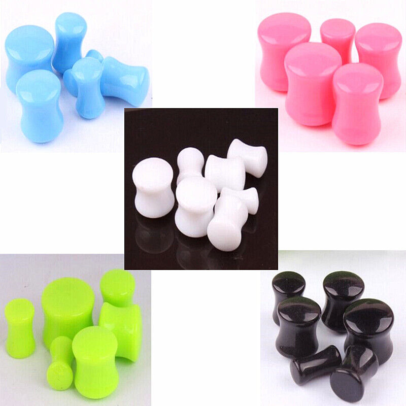 1 Pair Candy Color Acrylic Ear Plug Double Flare Flesh Tunnel Trumpet Stretcher