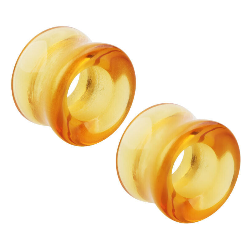 2pc Glass Flesh Tunnel Ear Plug Stretcher Double Flared Saddle Expander 8-16mm