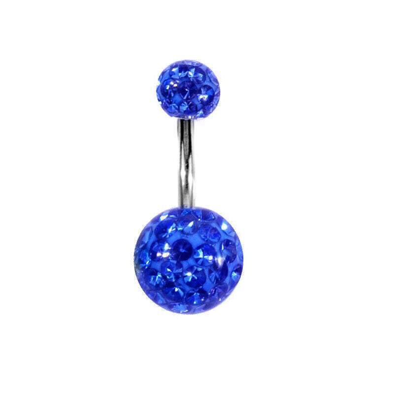 Navel Belly Button Ring Barbell Rhinestone Crystal Ball Piercing Body Jewelry