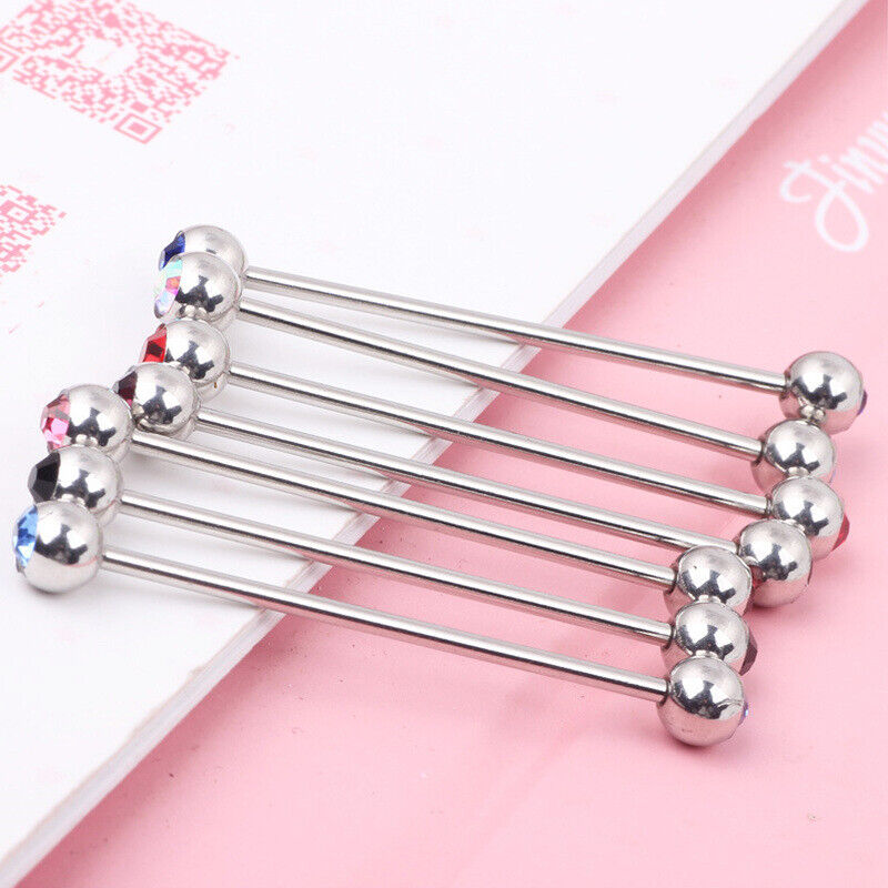 Industrial Scaffold Bar Multi Colour Crystal Stud Ear Barbell Ring Piercing