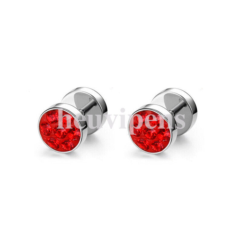 Pair Multi Rhinestone Surgical Steel Fake Ear Plug Cheater Tunnel Stretcher Stud