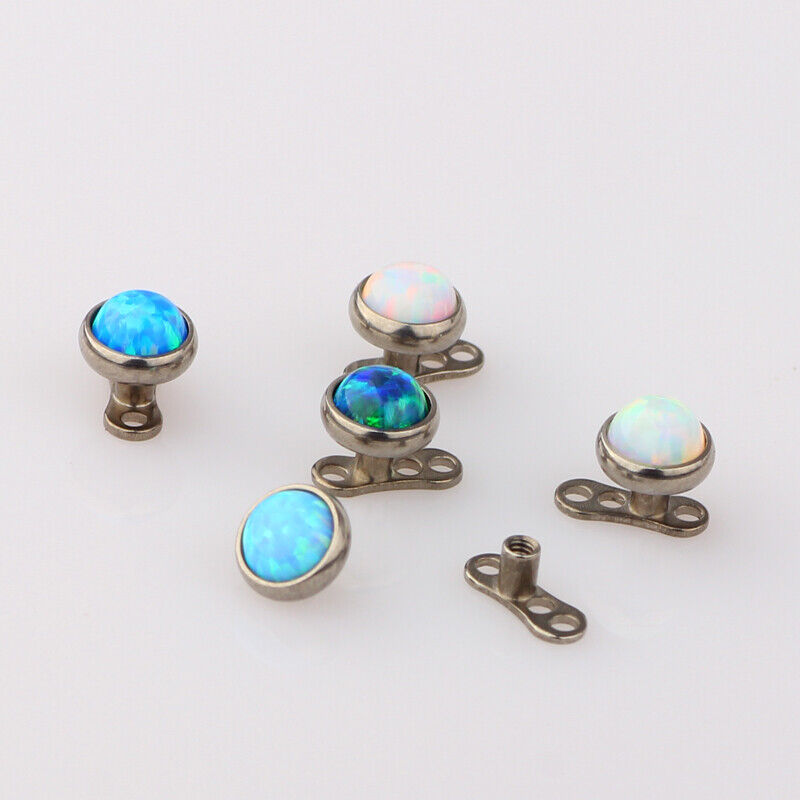 Titanium Gem Dermal Anchor Top Screw Stud Internally Threaded Piercing Jewellery