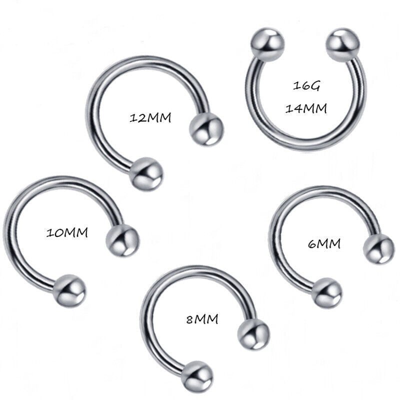 10X Horseshoe Piercing Barbell Ring Surgical Steel Tragus Nose Septum Ear Nipple