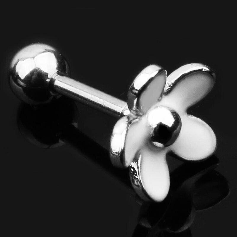 Crystal Steel Stud Earring Flower Ear Helix Tragus Cartilage Body Piercing