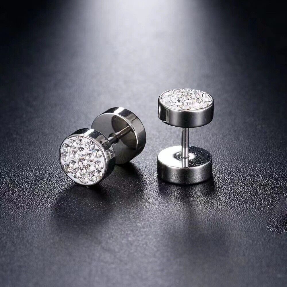 1 Pair Crystal Steel Fake Cheater Illusion Ear Plug Tunnel Stretcher Expander