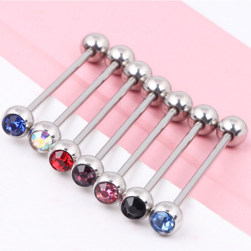 Industrial Scaffold Bar Multi Colour Crystal Stud Ear Barbell Ring Piercing