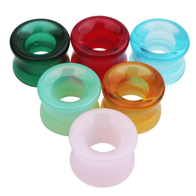 2pc Glass Flesh Tunnel Ear Plug Stretcher Double Flared Saddle Expander 8-16mm