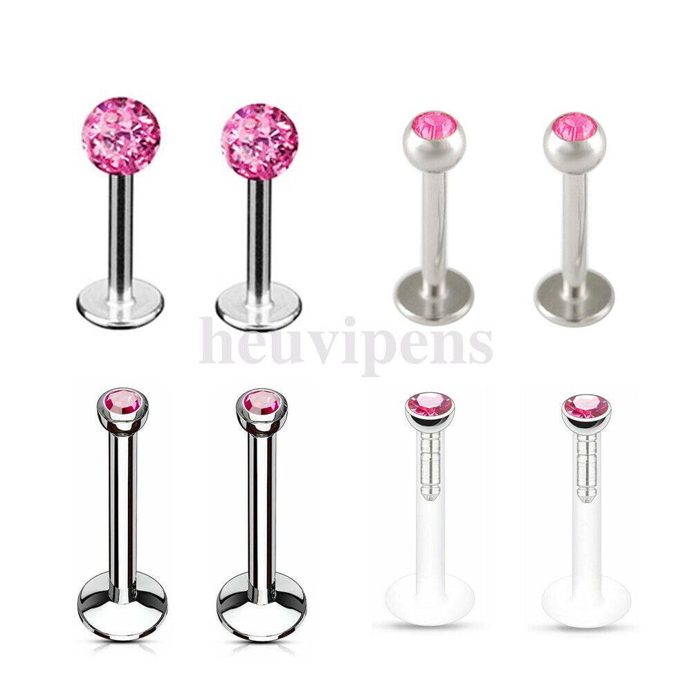 8X Lip Monroe Labret Tragus Bar Ring Ear Helix Studs Body Piercing Jewellery Kit