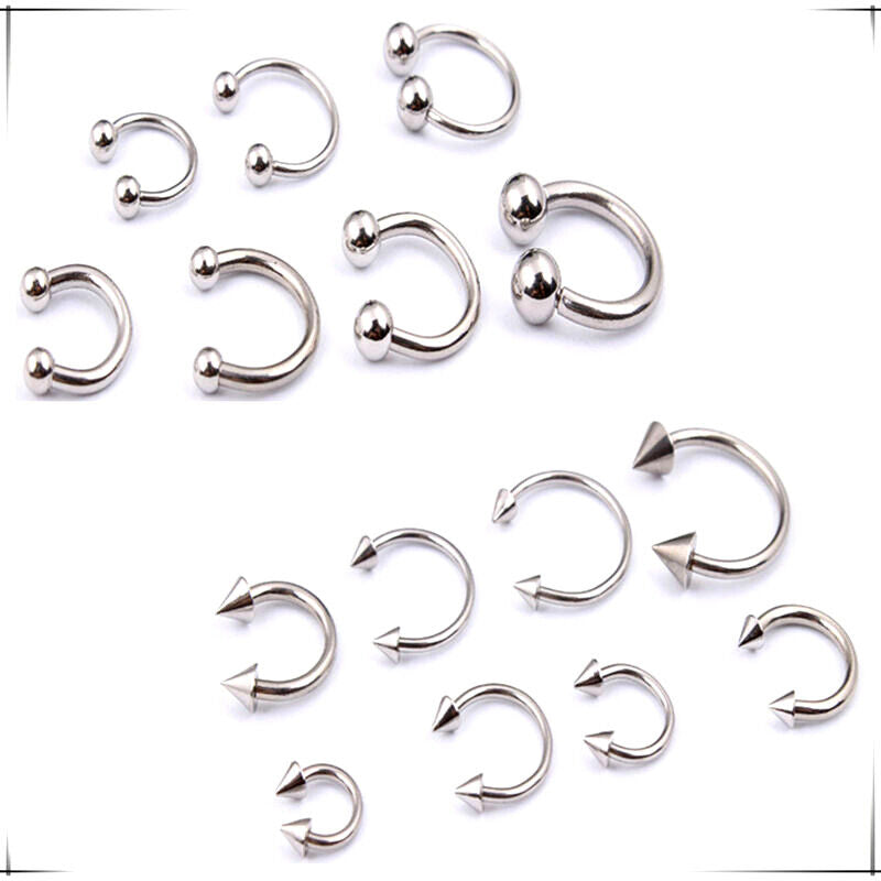 10X Horseshoe Piercing Barbell Ring Surgical Steel Tragus Nose Septum Ear Nipple