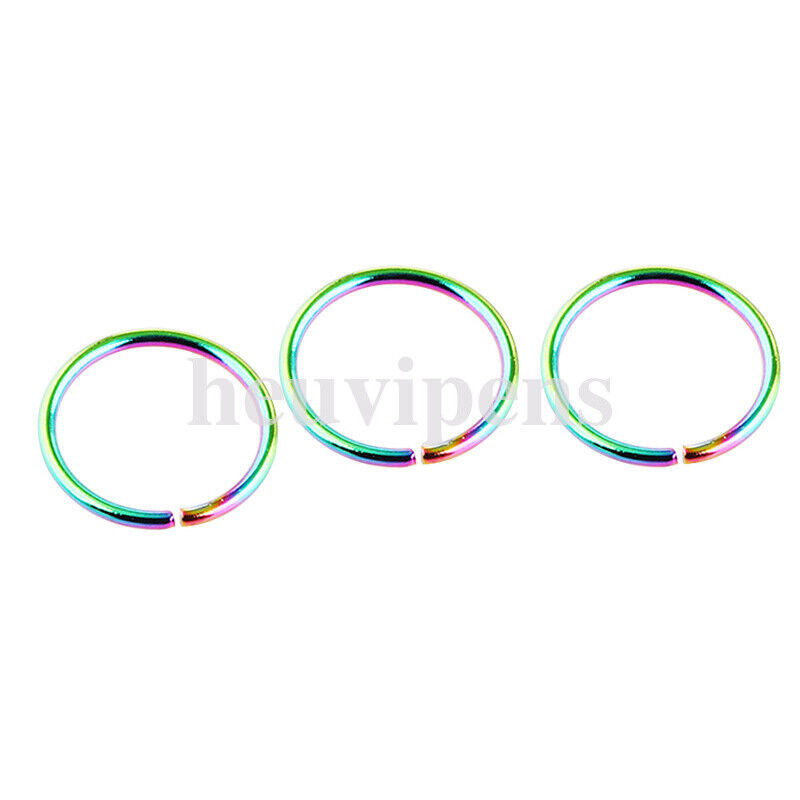 6X Surgical Steel Rainbow Nose Hoop Ring Cartilage Tragus Helix Lip Ear Piercing