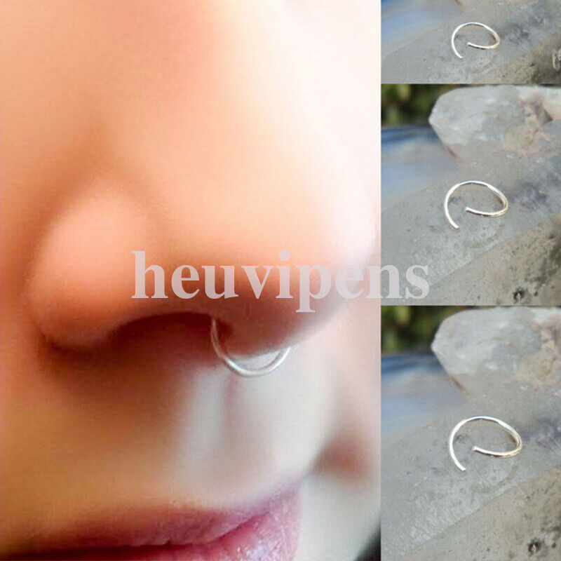 6X Surgical Steel Rainbow Nose Hoop Ring Cartilage Tragus Helix Lip Ear Piercing