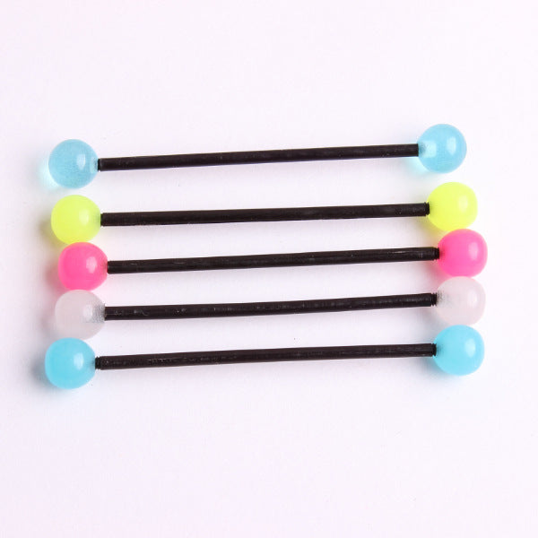 5pc GLOW IN THE DARK Industrial Bar Scaffold Ear Barbell Ring PIERCING JEWELRY