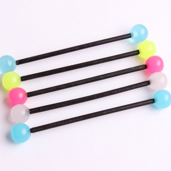 5pc GLOW IN THE DARK Industrial Bar Scaffold Ear Barbell Ring PIERCING JEWELRY