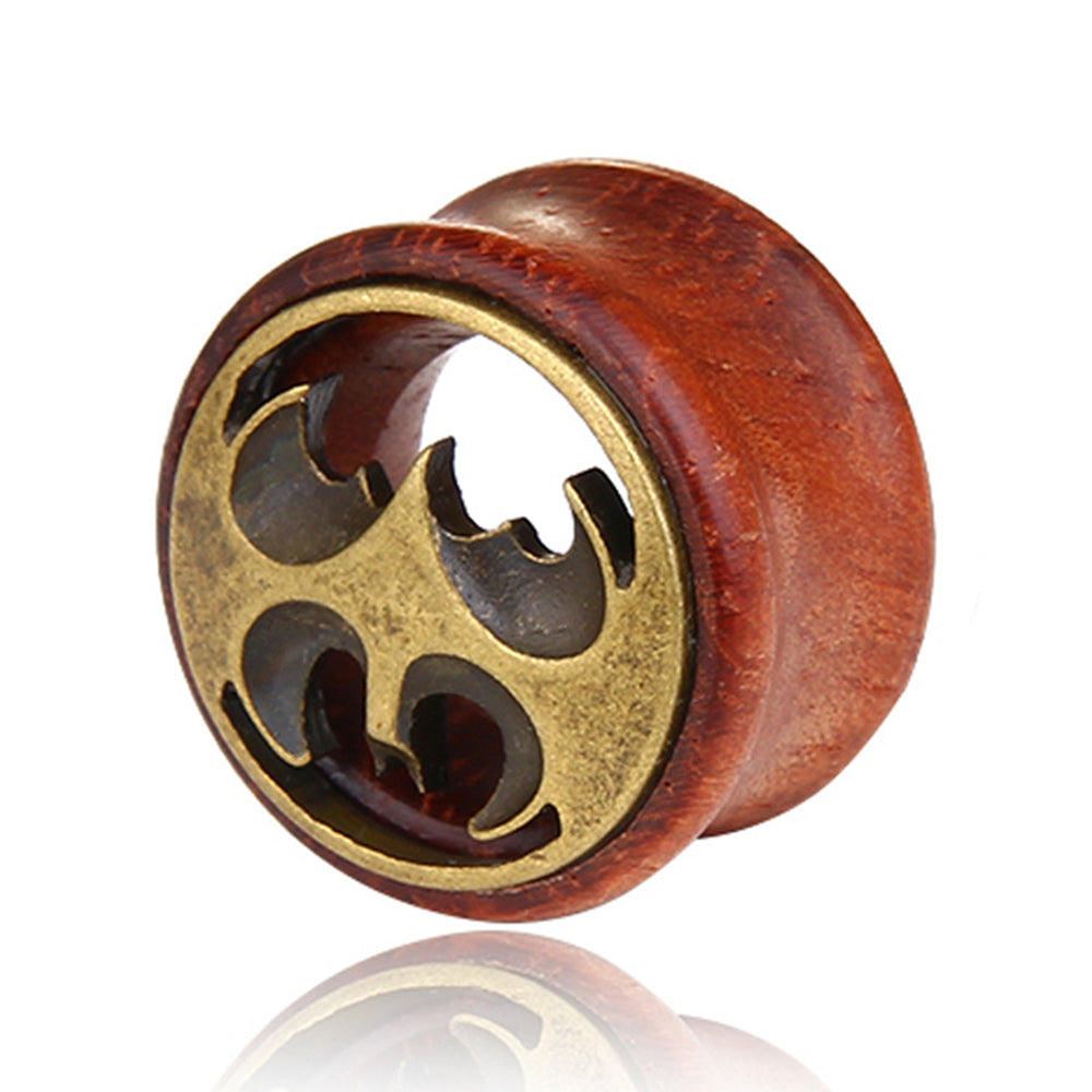 2pc Hollow Wood Batman Logo Mark Double Saddle Ear Plug Flesh Tunnel Stretcher